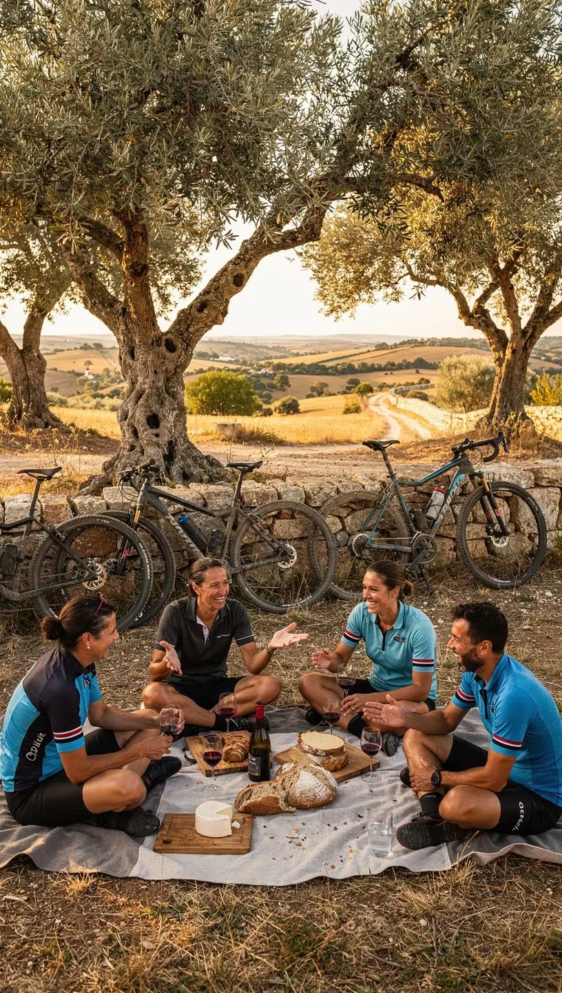 Preparação para um tour de ciclismo em grupo.